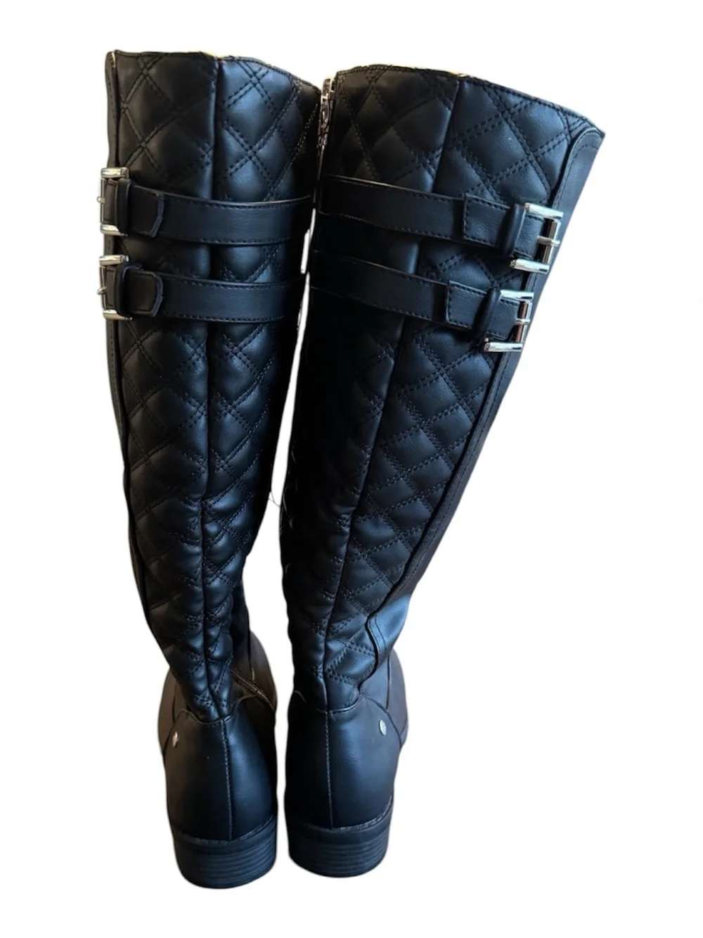 NWT GV-Hamlet Women's Black Quilted Tall Boots with Buckle Detail